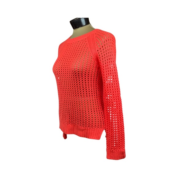 a.n.a. Petite Womens Long Sleeve Crew Neck Open Knit Sweater Size PS Pink - Picture 10 of 15